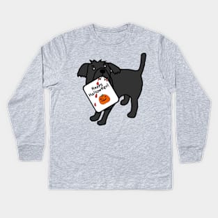 Vampire Horror Dog with Halloween Card Kids Long Sleeve T-Shirt